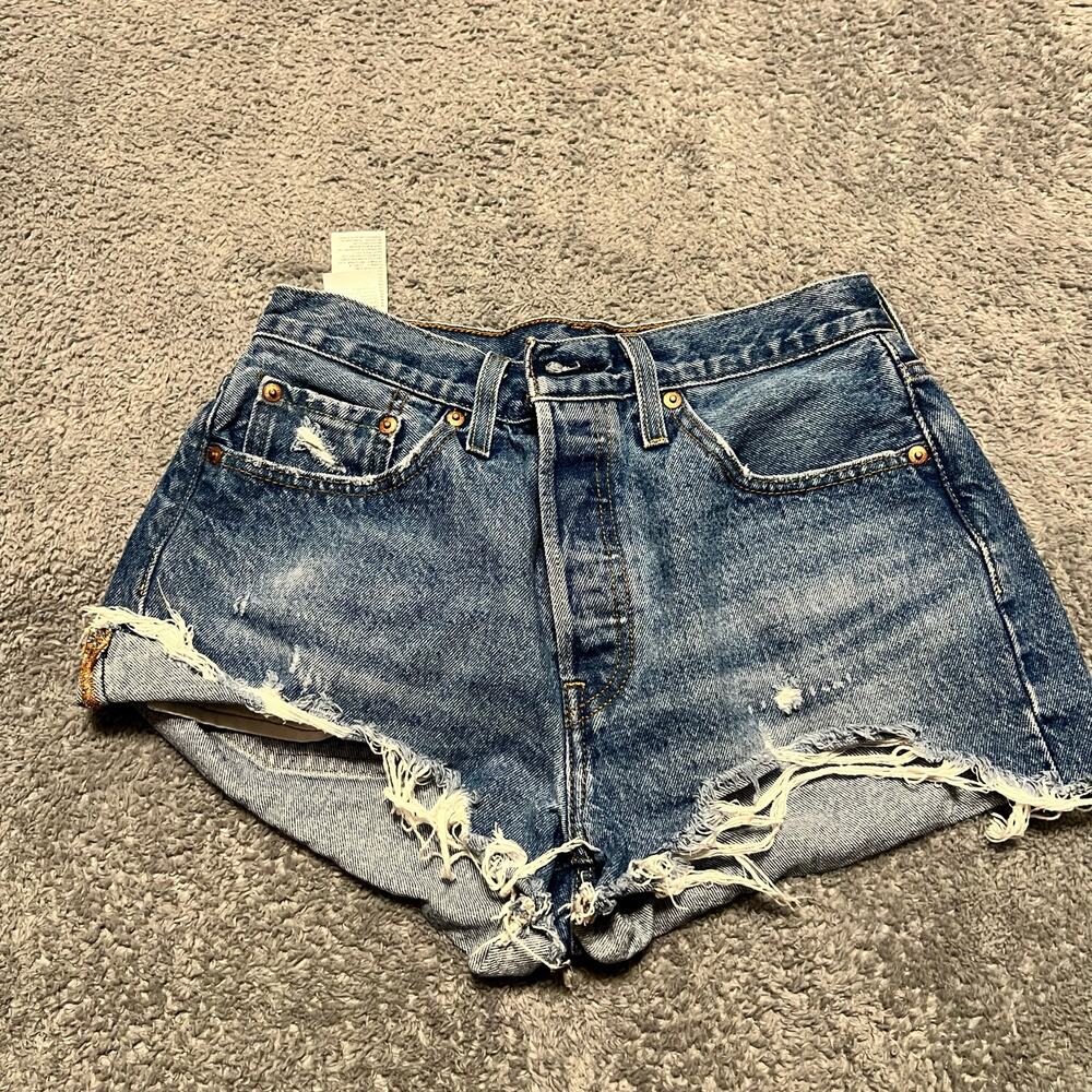 Levi's Blue Distressed Jean Shorts